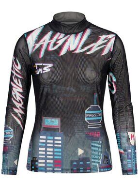 Magnlens Virtual Reality Future City Print Tissue Active Top Black (XS)
